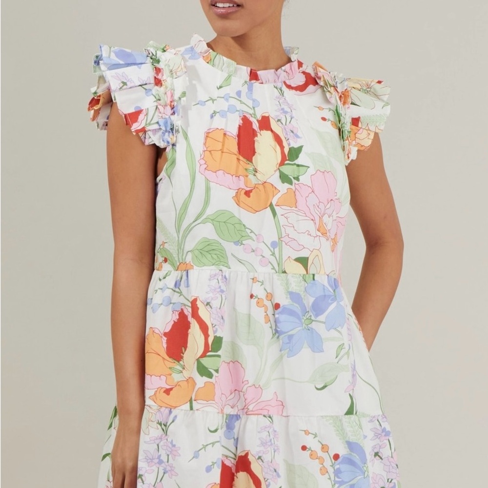 Floral Ruffle Sleeve Dress - Picture 1 of 6